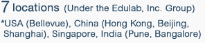7locations (Under the Edulab, Inc. Group) *USA (Bellevue), China (Hong Kong, Beijing,
 Shanghai), Singapore, India (Pune, Bangalore)