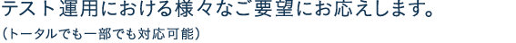 テスト運用における様々なご要望にお応えします。（トータルでも一部でも対応可能）